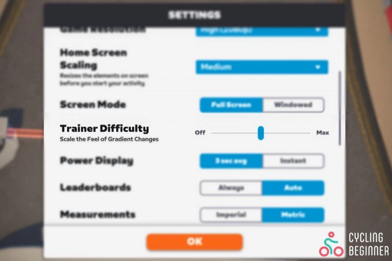 How to change Trainer Difficulty on Zwift