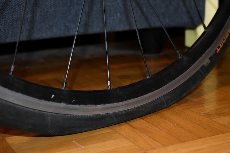 Flat tire of a road bike 