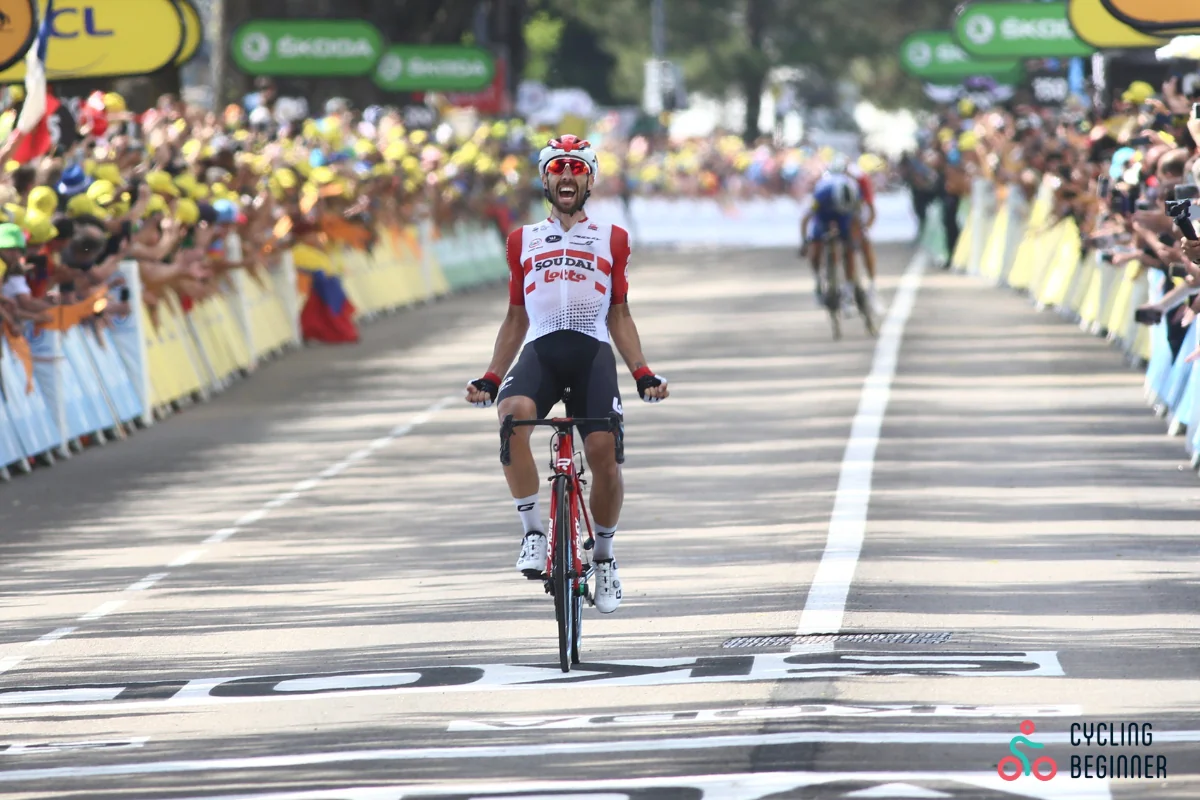 Thomas De Gendt celebrating stage win at Tour de France